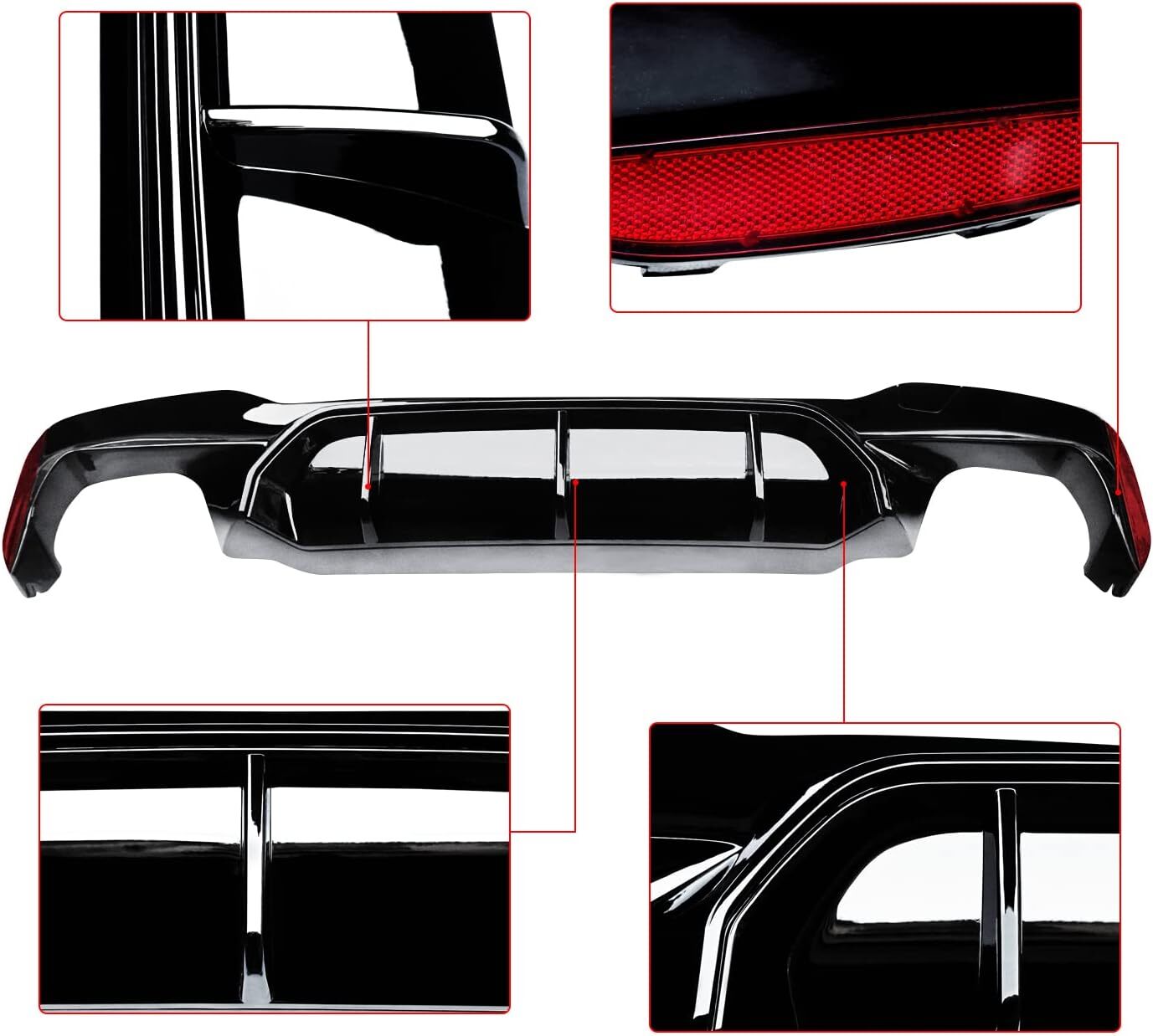 Gloss Black Rear Diffuser Bumper for BMW G30 G31 G38 5 Series M Sport 2017-2023