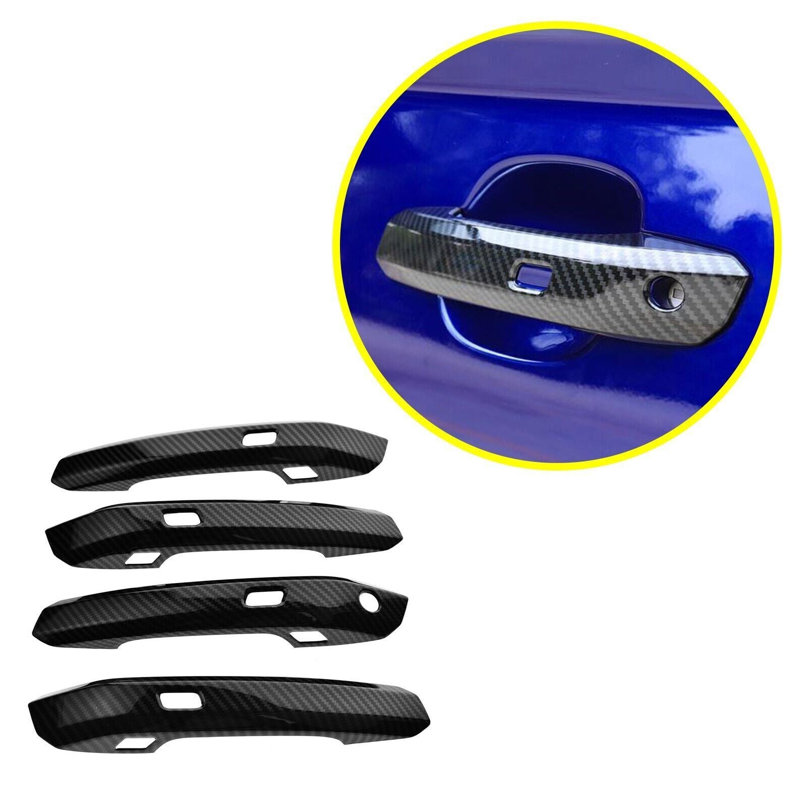 4P Carbon Fiber Door Side Handle Protector Cover Trim for Audi Q5 SQ5 2018-2024