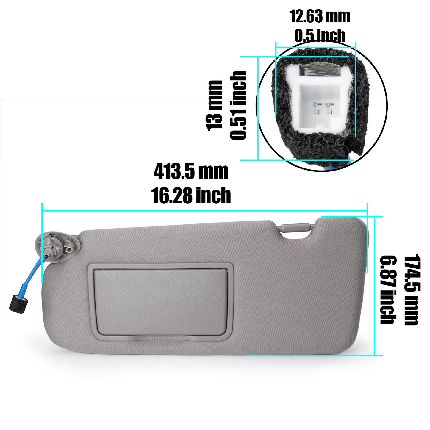 83230-TLY-H11ZB Left Driver Gray Sun Visor W/ Light for Honda CR-V CRV 2017-2022