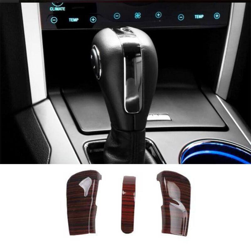Central Console Gear Shift Knob Trim 3PCS for Ford Explorer 2011-2019 Wood Grain