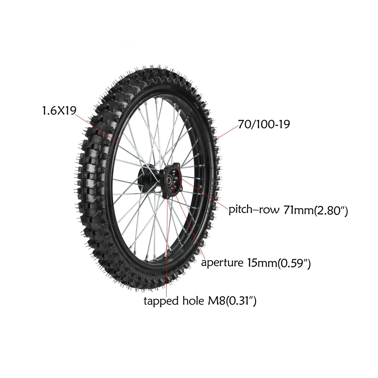 29-inch fork + 19-inch wheels 70/100-19 suitable for pit bikes, off-road Apollo 150cc 200cc