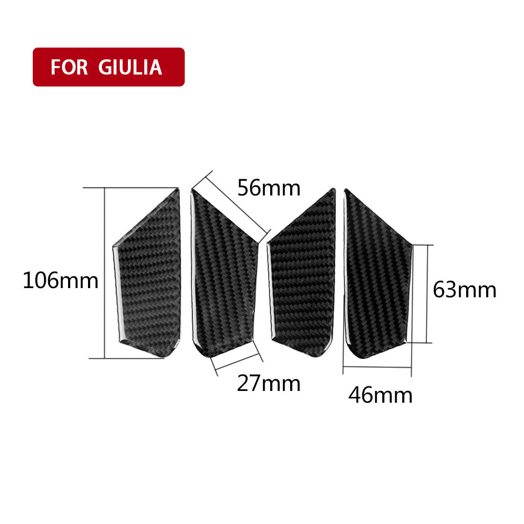 4Pcs Carbon Fiber Interior Door Bowl Cover Trim for Alfa Romeo Giulia 2017-2019
