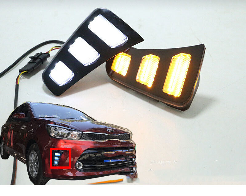 For 2017-2020 for Kia Pegas Car Front Bumper Fog Lamp Modified LED Tricolor Assembly
