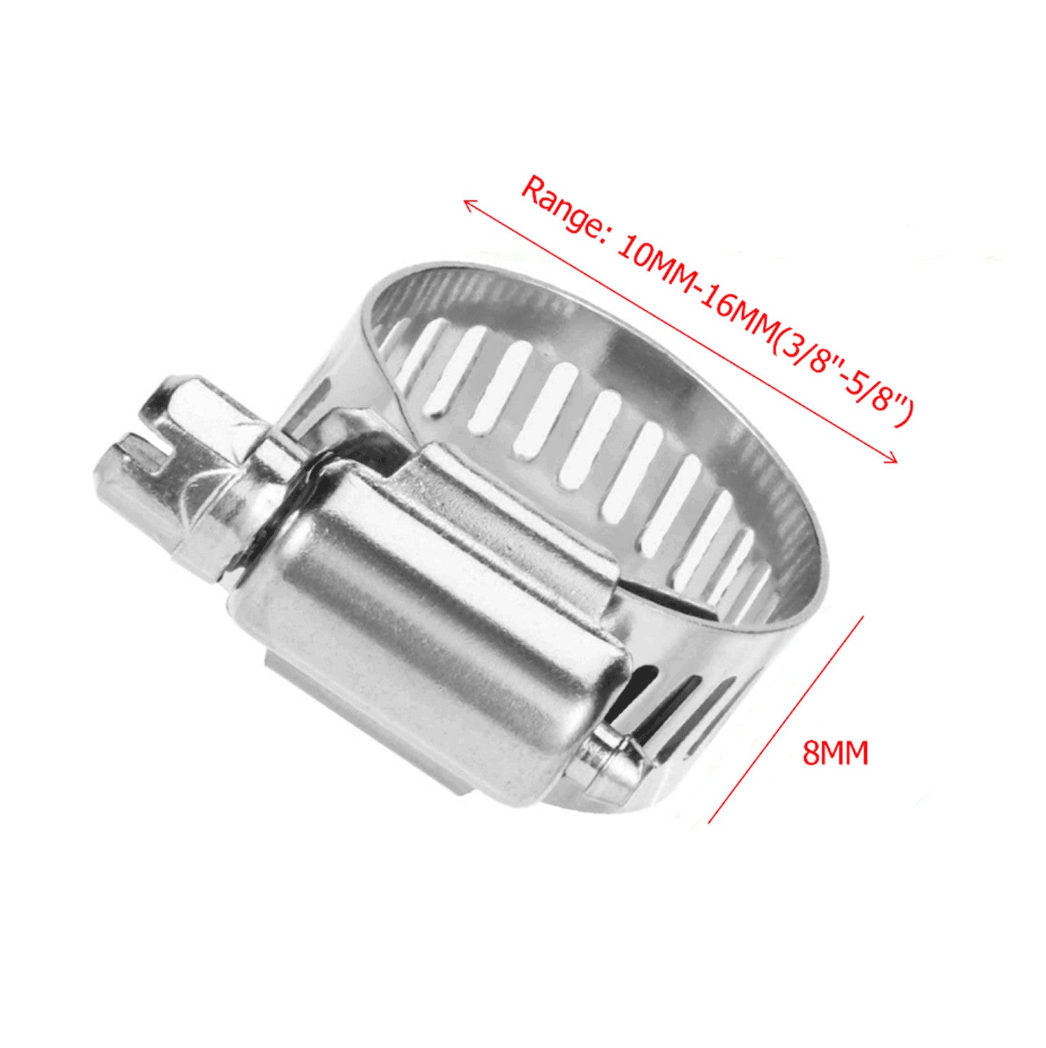 3/8 inch - 5/8 inch Stainless Steel Adjustable Drive Hoses Fuel Clips Worm Clips X50PCS