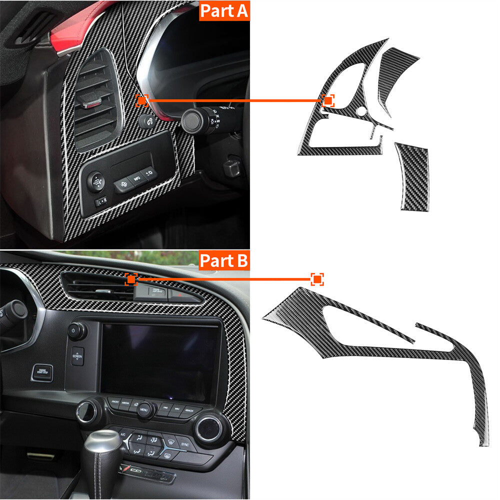 4Pcs Carbon Fiber Dashboard Air Vent Outlet Panel Trim for Corvette C7 2014-2019