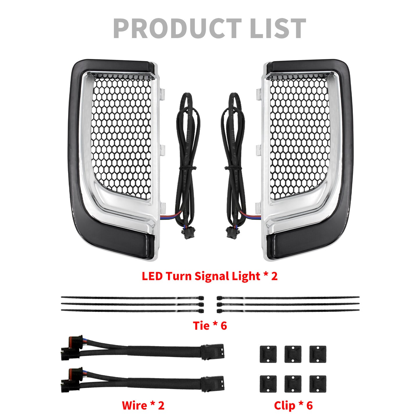 Fairing Lower Grills LED Turn Signal Running Lights Fit for Harley Touring 14-22