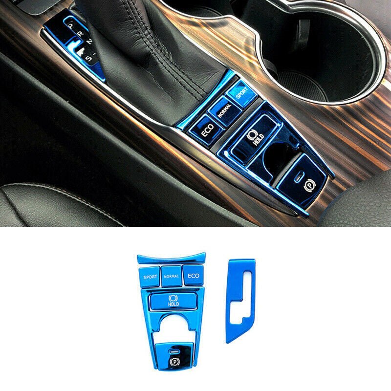 8p for Toyota for Camry 2018-2022 Blue Titanium Gear Shift Panel Button Overlay Trim