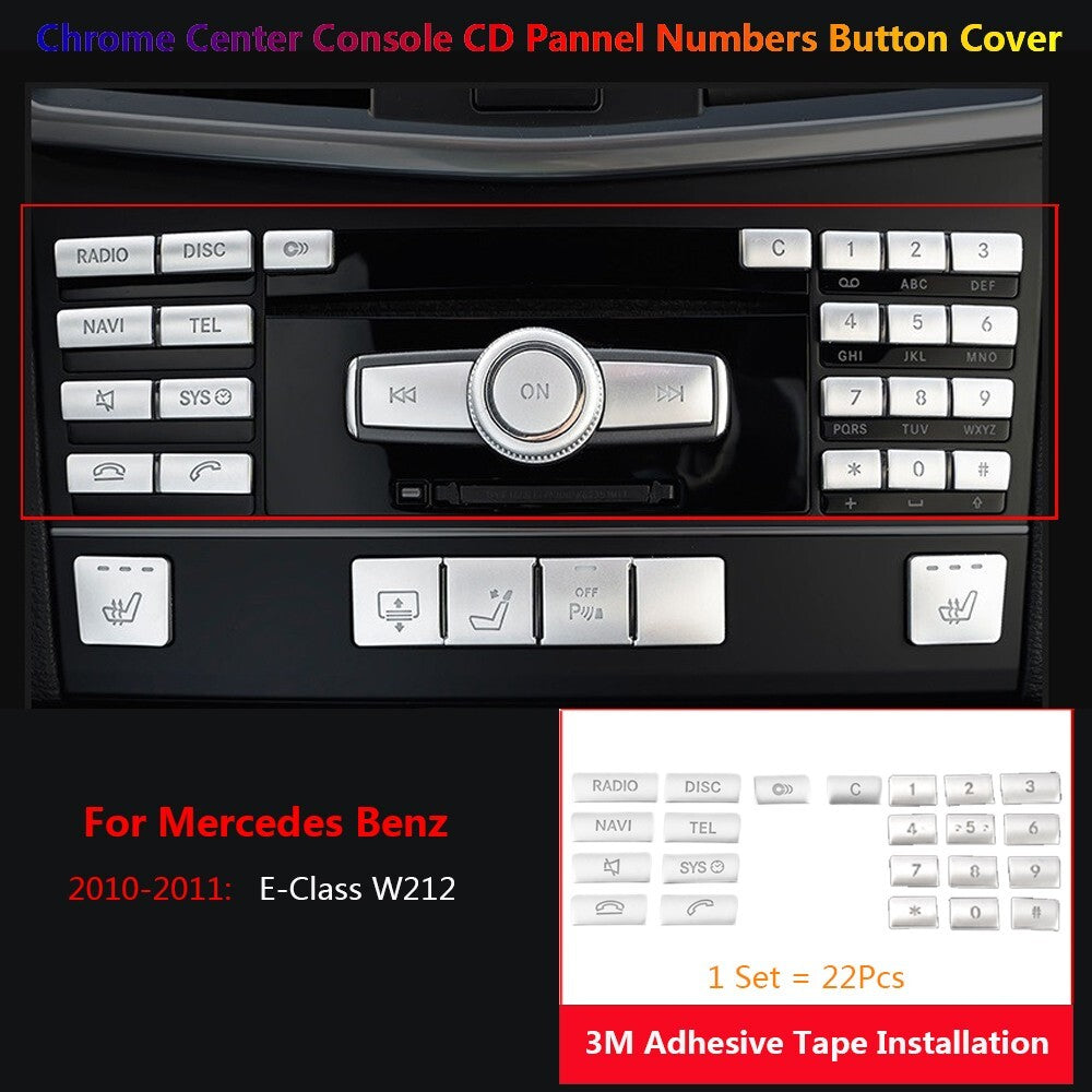22Pcs for Mercedes-Benz C218 W212 Car Console Radio CD Numbers Button Cover Trim
