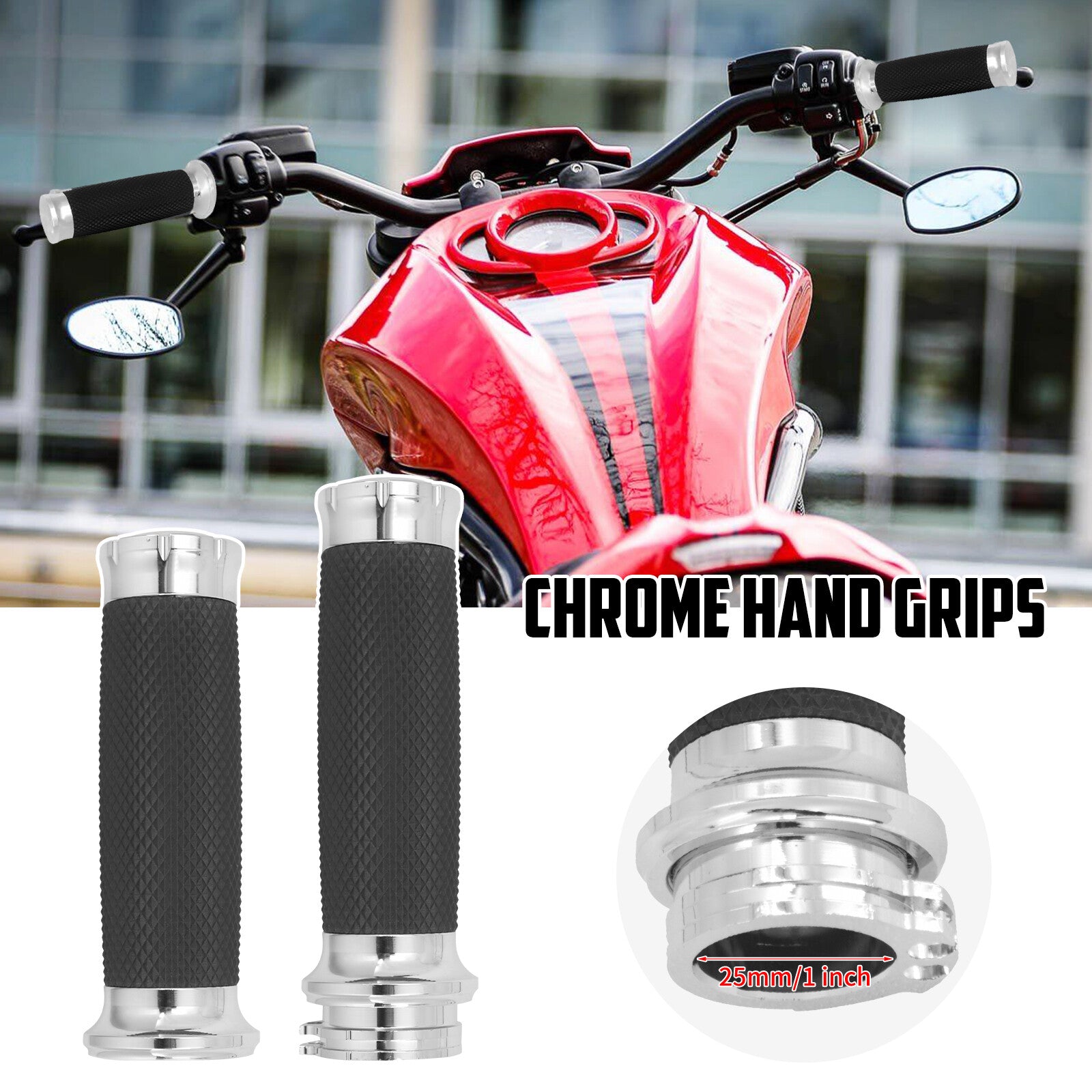 1 25mm Motorcycle Handlebar Hand Grips for Harley Road Glide Softail Sportster