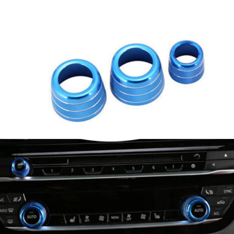 Blue Aluminum Console Air Conditioning Knob Trim For Auto for BMW 5 Series 2018-22