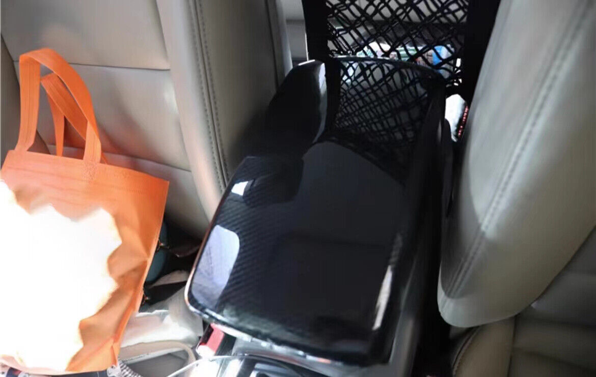 Inner Middle Console Armrest Box Cover Trim for Audi A6L 2005-2011 Carbon Fiber