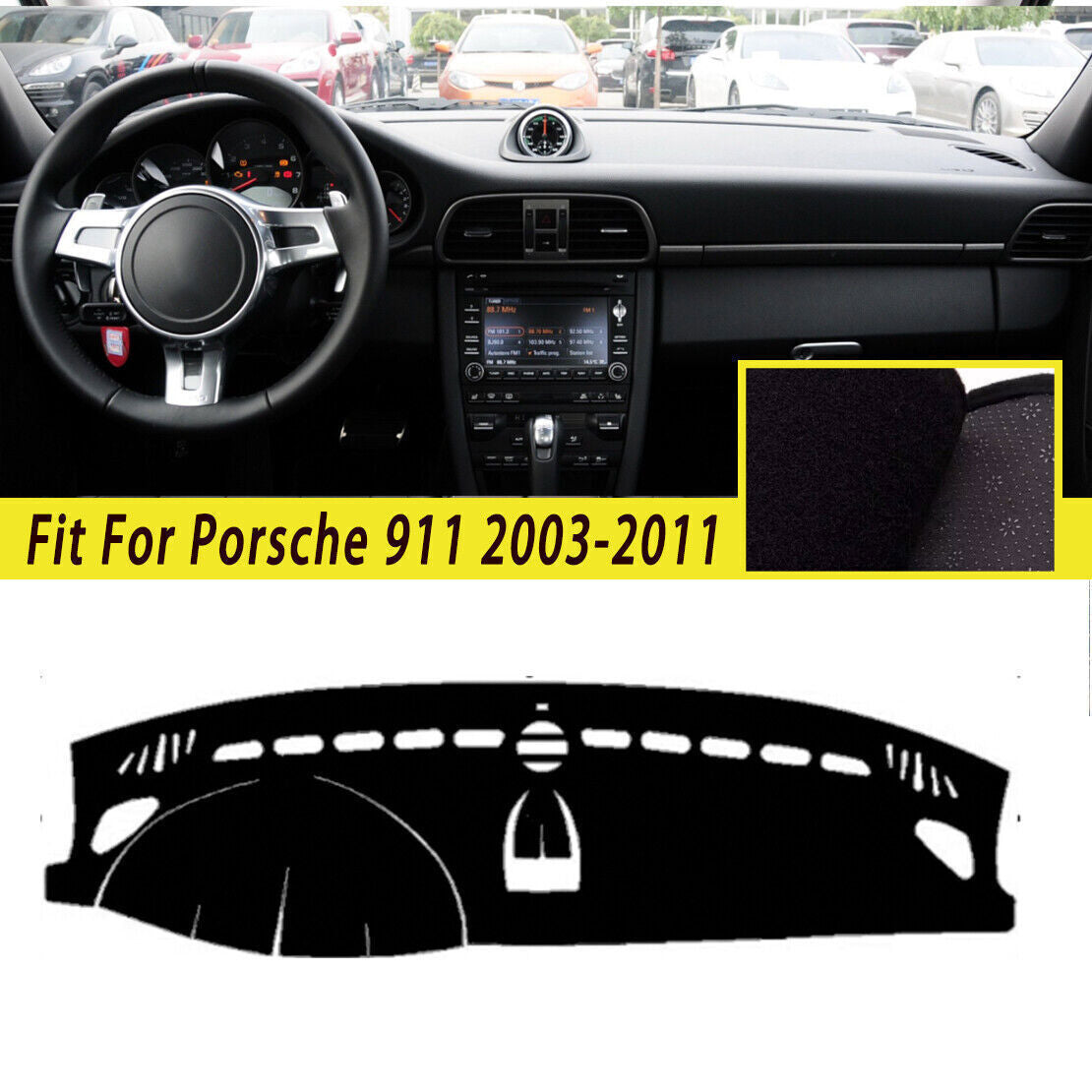 1X Inner Dashboard Dash Mat Non-slip DashMat Sun Shade for Porsche 911 03-2011