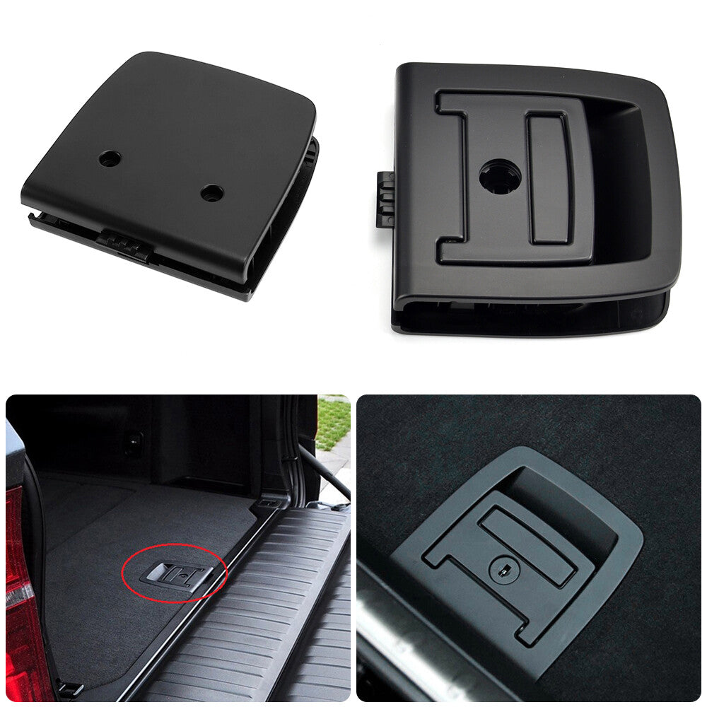 Black trunk floor mats and carpet handles suitable for BMW E70, X5, E71, and X6 (2006-2013).