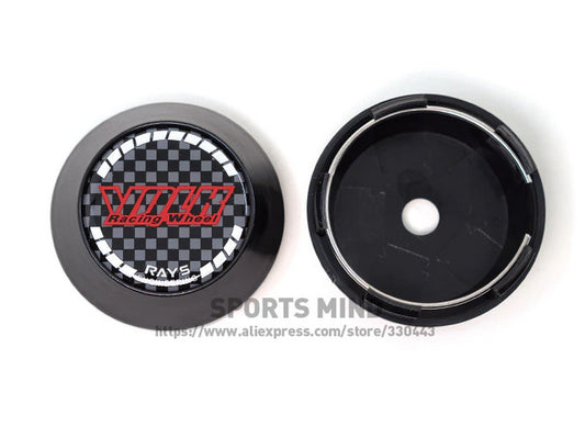 4-piece set of 65mm Volk racing wheel caps, rim caps, wheel center caps, badge logos, black carbon-plated.