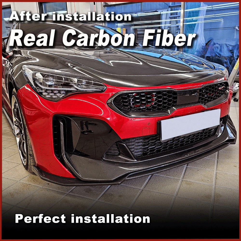 2x REAL CARBON FIBER Front Center Mesh Grille Grill Vent Trim for Kia Stinger