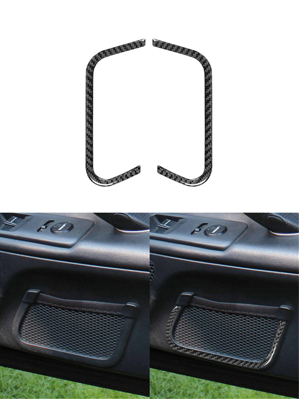 2Pcs Door Storage Bag Frame Trim Cover Carbon Fiber for Honda S2000 2000-2003