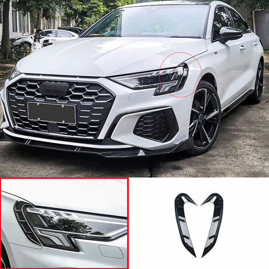 ABS Gloss Black Front Headlight Lamp Eyebrow Strip Trim For 2022-2024 for Audi A3 S3