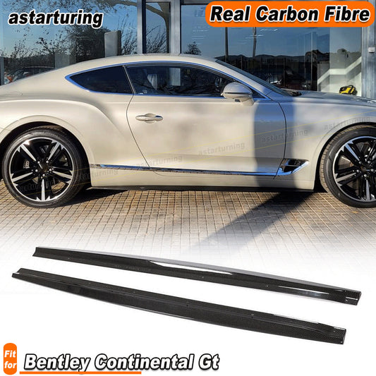 for Bentley Gt 2012-18 REAL Carbon Side Skirt Extension Lip Spoiler
