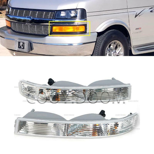 Pair for Chevy for GMC Van 1500 2500 2003-2019 Front Parking Lights Turn Signal lamp
