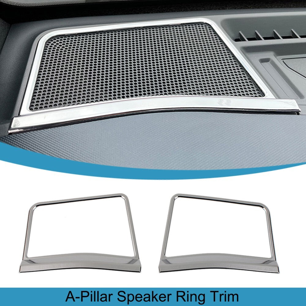 Chrome Front A-Pillar Speaker Audio Ring Cover Trim for Ford Bronco 2021-2024
