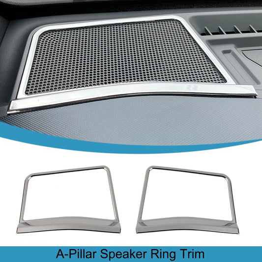 Chrome Front A-Pillar Speaker Audio Ring Cover Trim for Ford Bronco 2021-2024