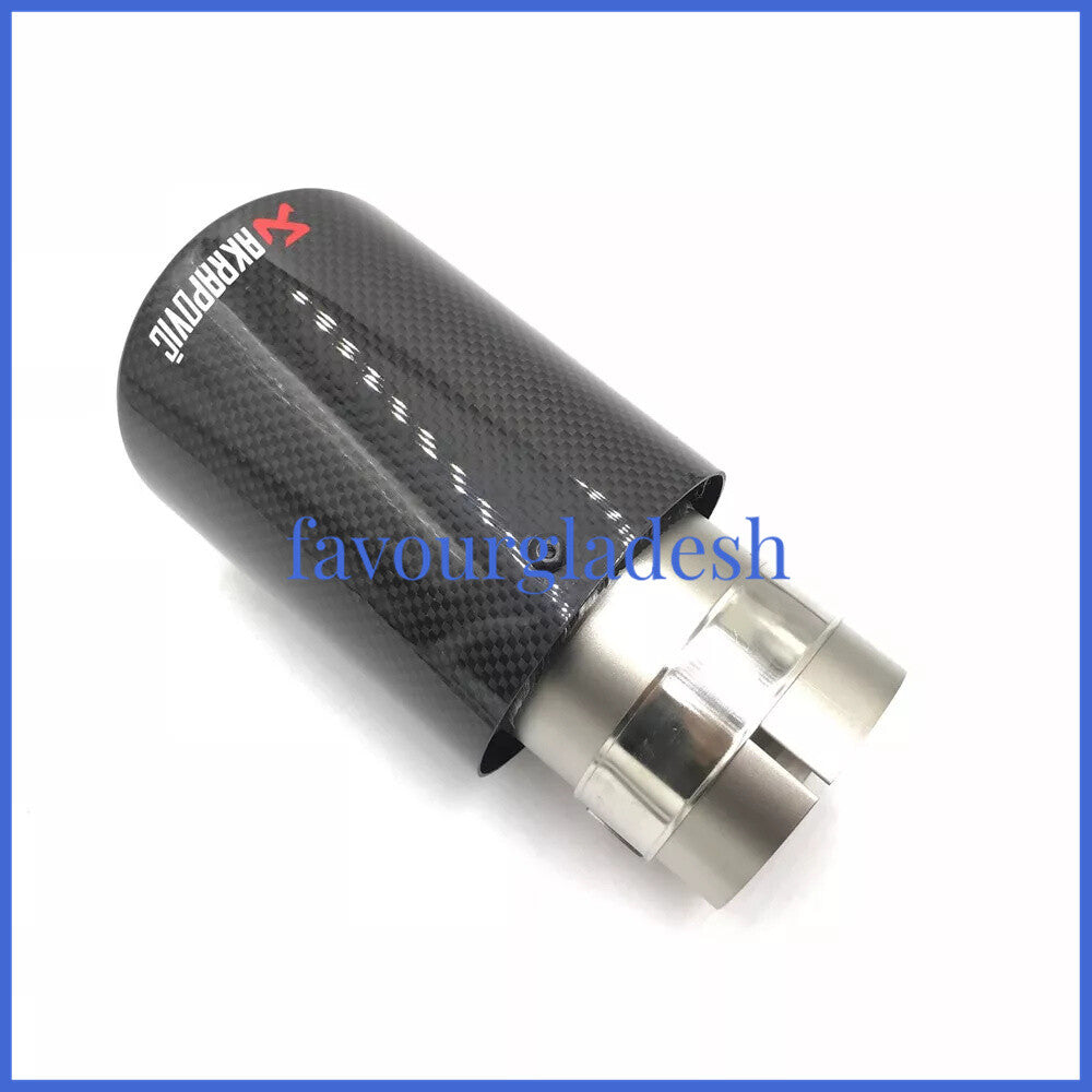 Universal AKRAPOVIC Exhaust Tip Muffler Pipe Carbon Fiber 63mm inlet 89mm outlet