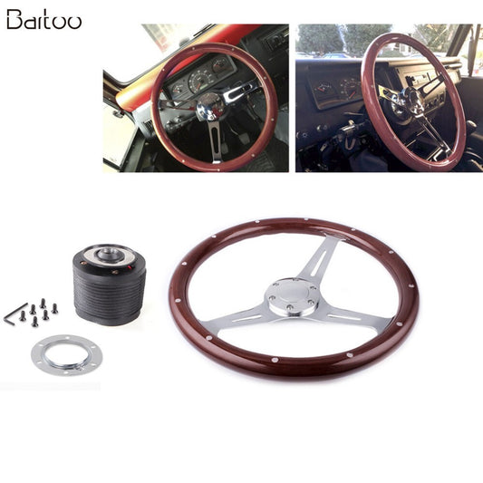 15 Steering Wheel Wood Grip with Rivets+Hub Adapter for Ford for Mustang 1984-2004