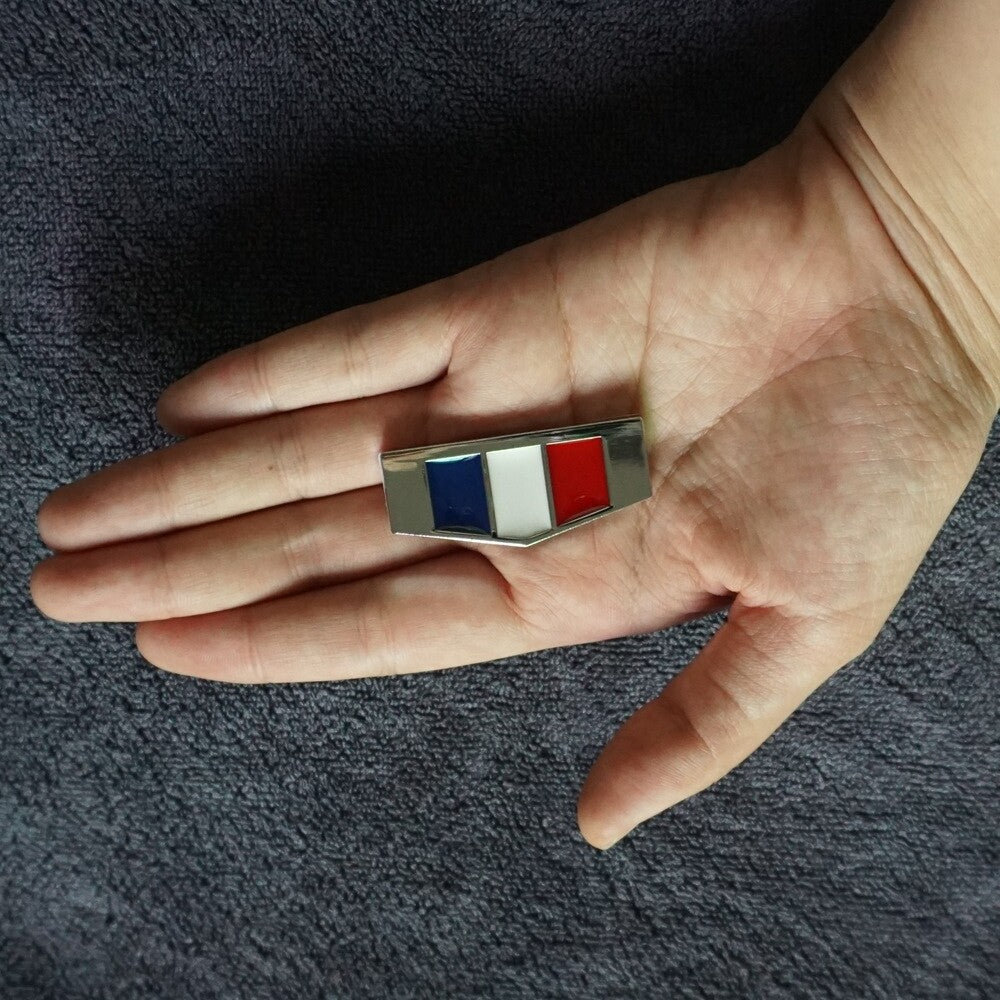 2x Chrome France Flag Silver Metal Emblem Badge Decal Sticker Car 3D Vehicle 4WD