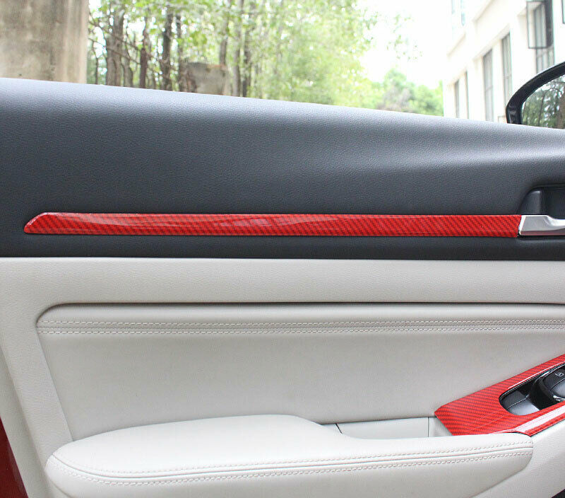 for Nissan Altima 2019-2022 Red Carbon Fiber ABS Inner Door Panel Strips Covers