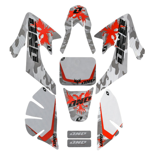 Rectifier graphic decals for 90cc and 110cc Pit bikes, for Honda XR50 motocross bikes.
