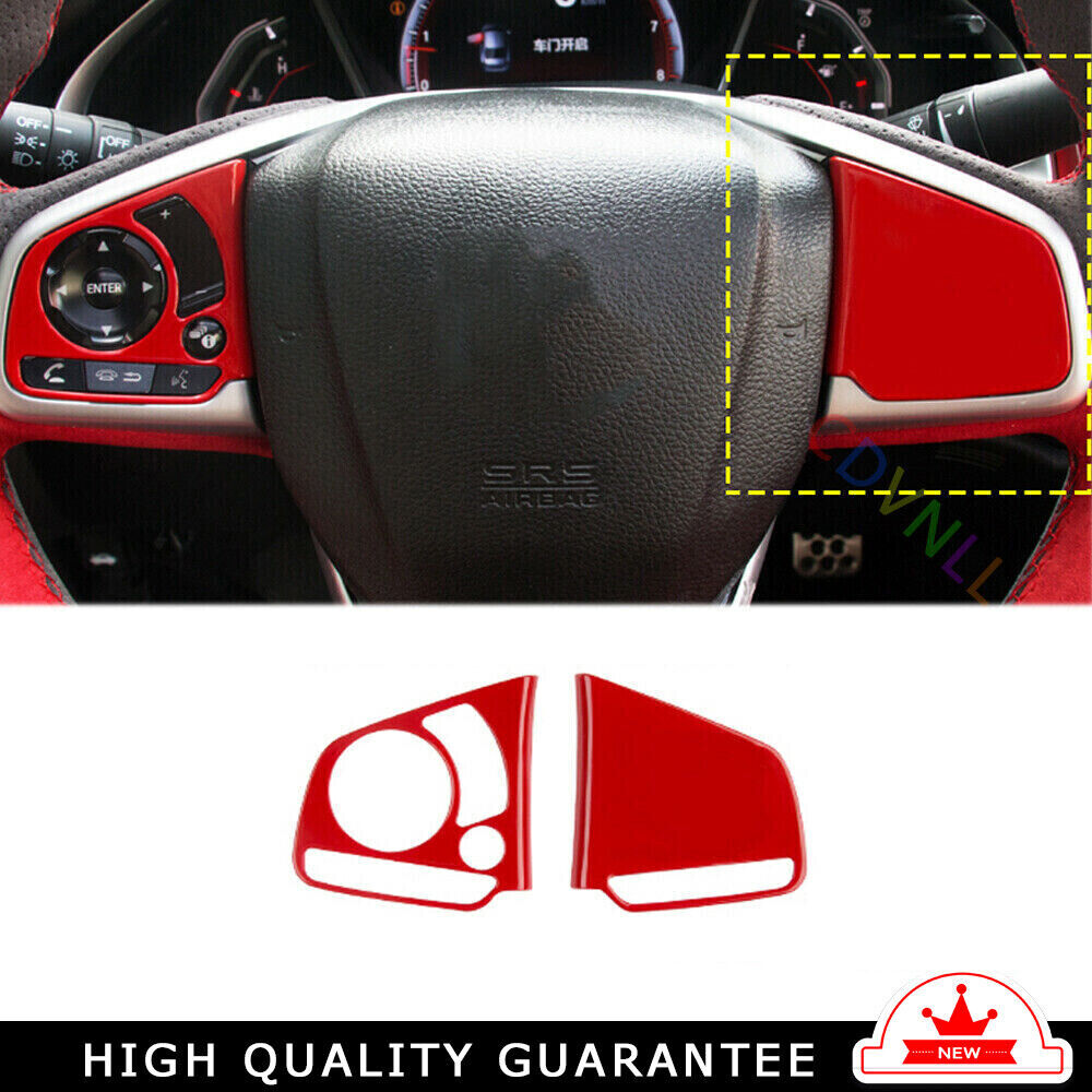 Steering Wheel Button Frame Trim 2 Fit for Honda for Civic 10th 16-2021 Bright Red