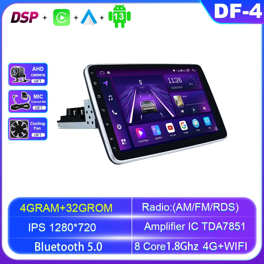 Universal 360¡ã Rotatable Screen Car Radio Android Auto Multimedia Video Player