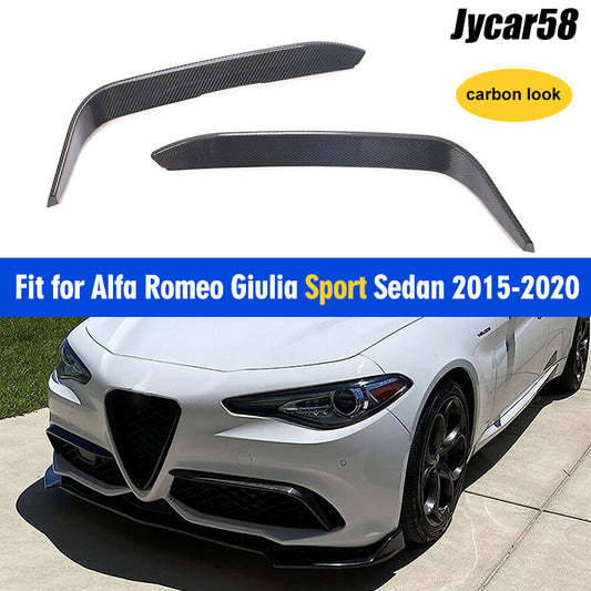 for Alfa Romeo Giulia Sport 16-21 Real Carbon Front Bumper Fins Splitter Canard