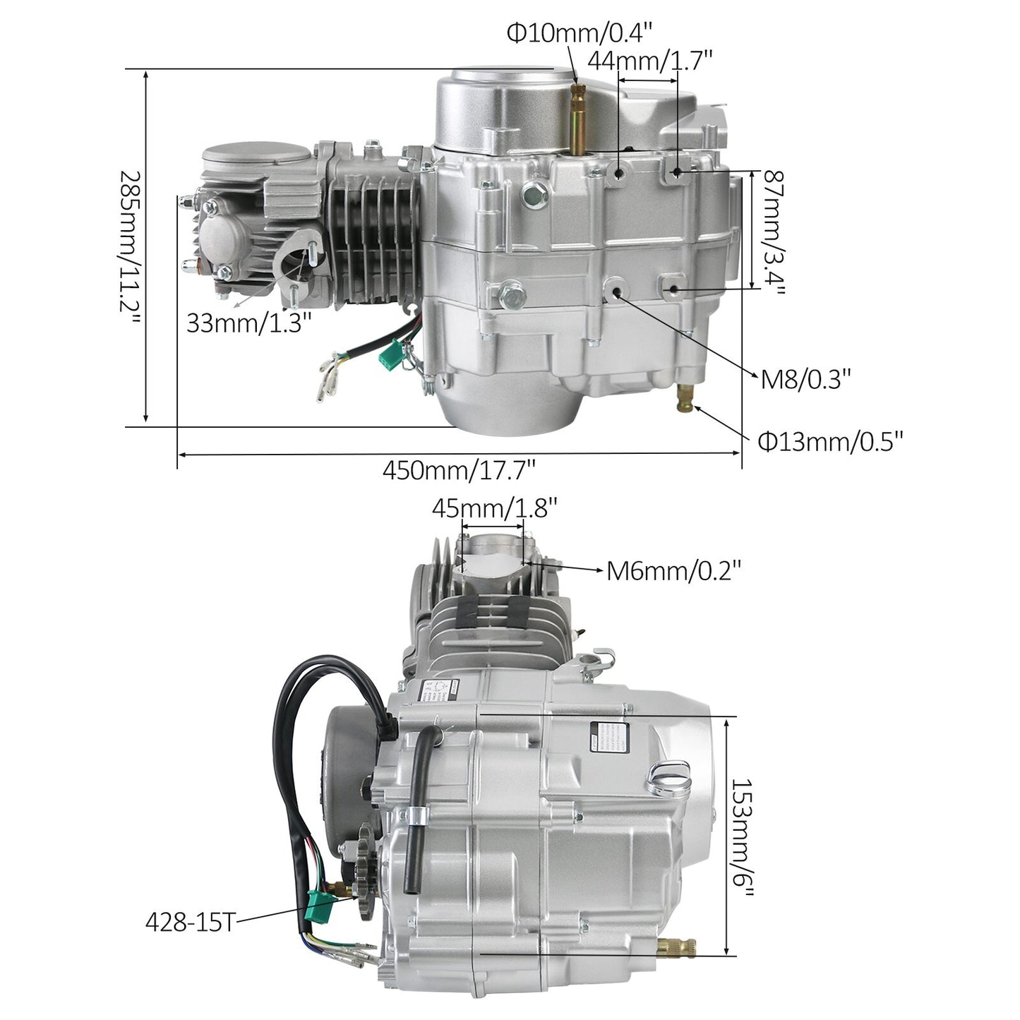 125cc manual motor kit, 4-stroke, for Apollo RFZ Taodao DB14 17