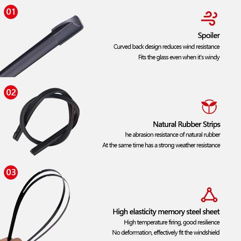26-inch + 22-inch windshield wiper J-hook, frameless, bracketless, all seasons