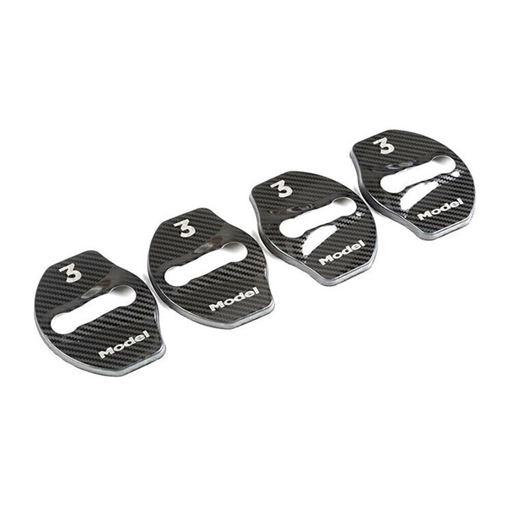 for Tesla Model 3 Protective Cover Door Lock Cover Carbon Fiber Stainless Steel
