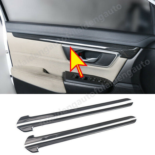 4x for Honda CRV CR-V 17-22 Carbon Fiber Inner Door Armrest Cover Strip Trim Set