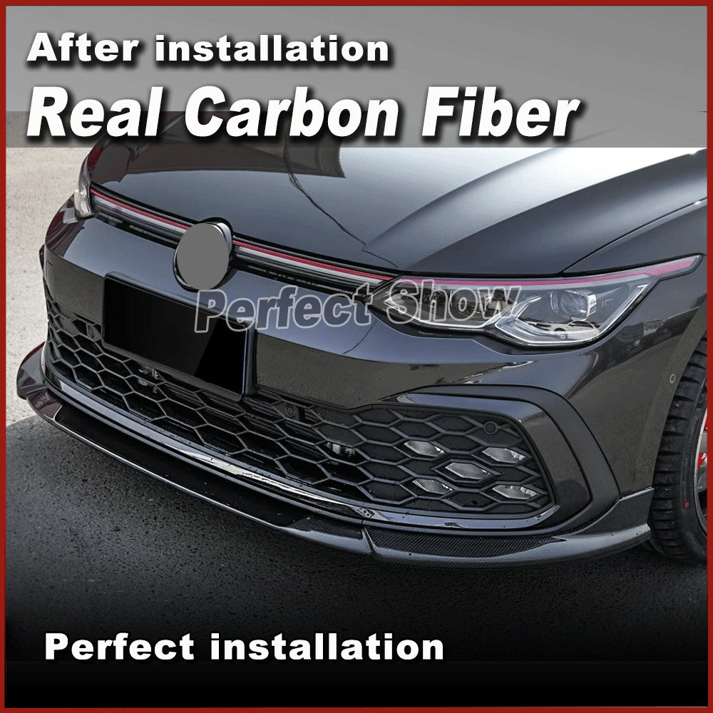 for Volkswagen for VW for Golf 8 GTIMK8 21UP REAL CARBON FIBER Front Bumper Lip Spoiler
