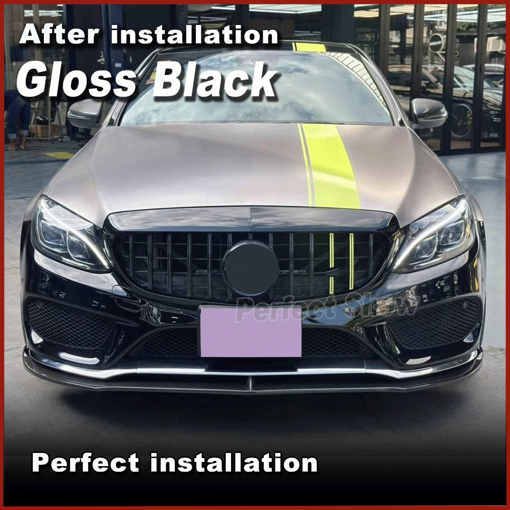 for Mercedes-Benz W205 C205 A205 C300 Sport Gloss Black Front Bumper Lip Spoiler
