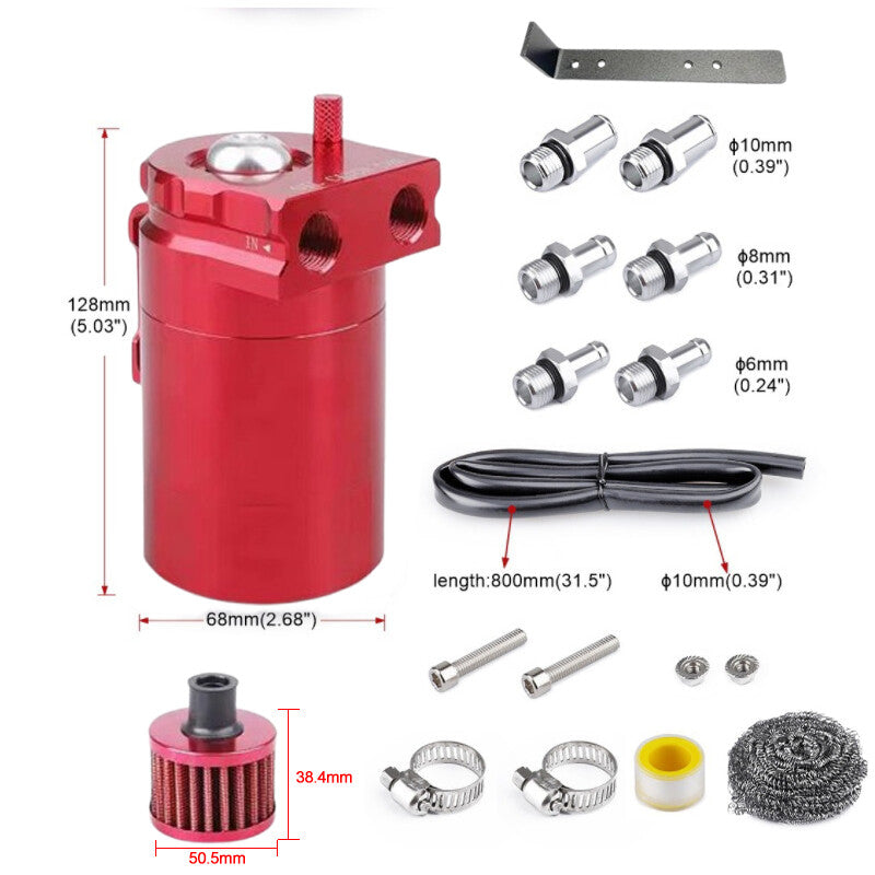 300ml Oil Catch Can Reservoir Polish Baffled Tank w/BracketBreather Filter Red