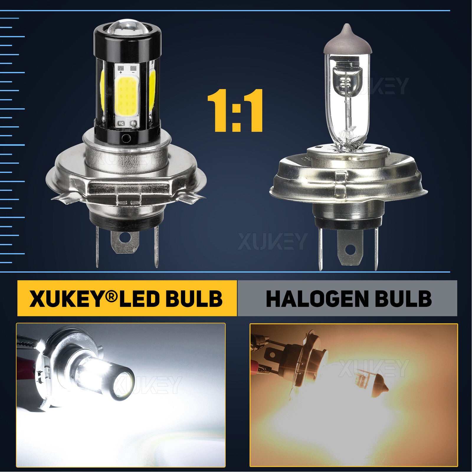 H4 9003 LED Bulbs HS1 Replacement High/Low Beam Motorcycle Headlight 6000K White