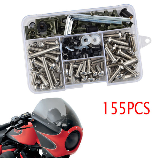155 PCS Stainless Steel Motor Rectifier Body Bolt Kit Screw Tip Speed Fasteners