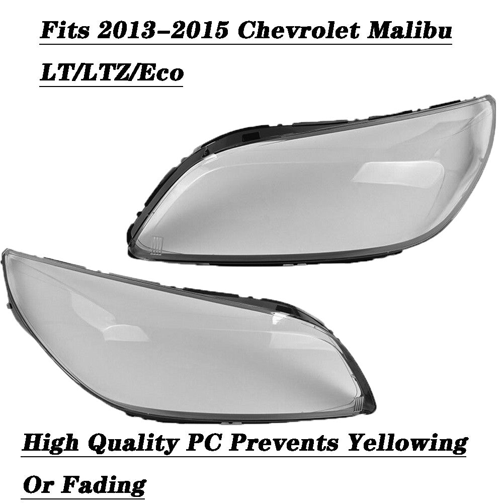 Pair of headlight lens covers for 2013 and 2015 for Chevrolet Malibu LT/LTZ.
