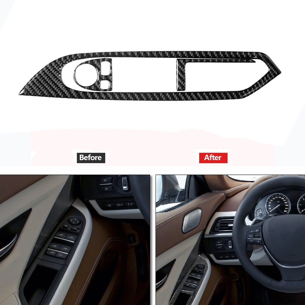 3x carbon fiber driver window switch trim for BMW 6 Series F12 F13 2011-2018