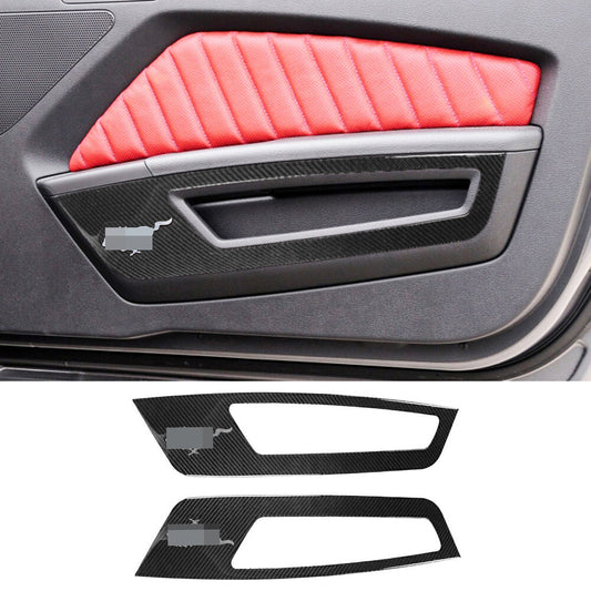 Carbon Fiber Interior Front Door Panel Decorative Cover for Ford for Mustang 2009-13