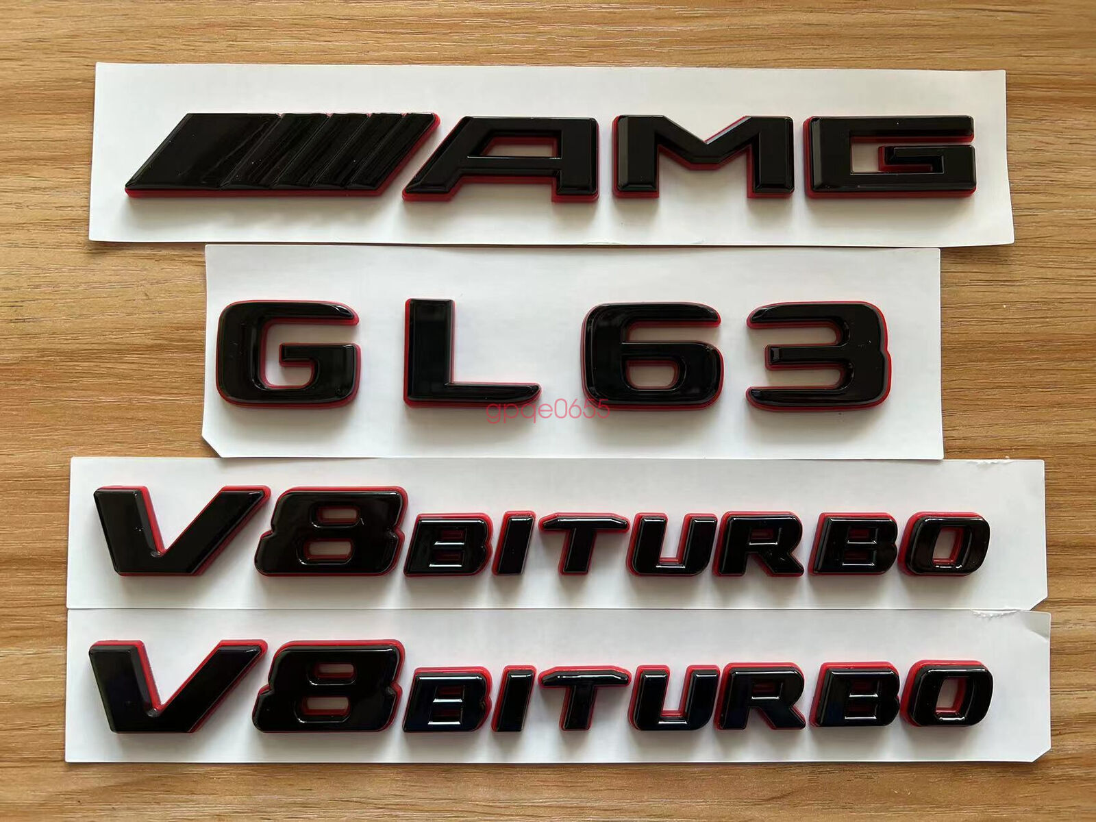 1SET Black RED GL63 AMG V8 BITURBO Emblem Badge Sticker Set For AMG GL
