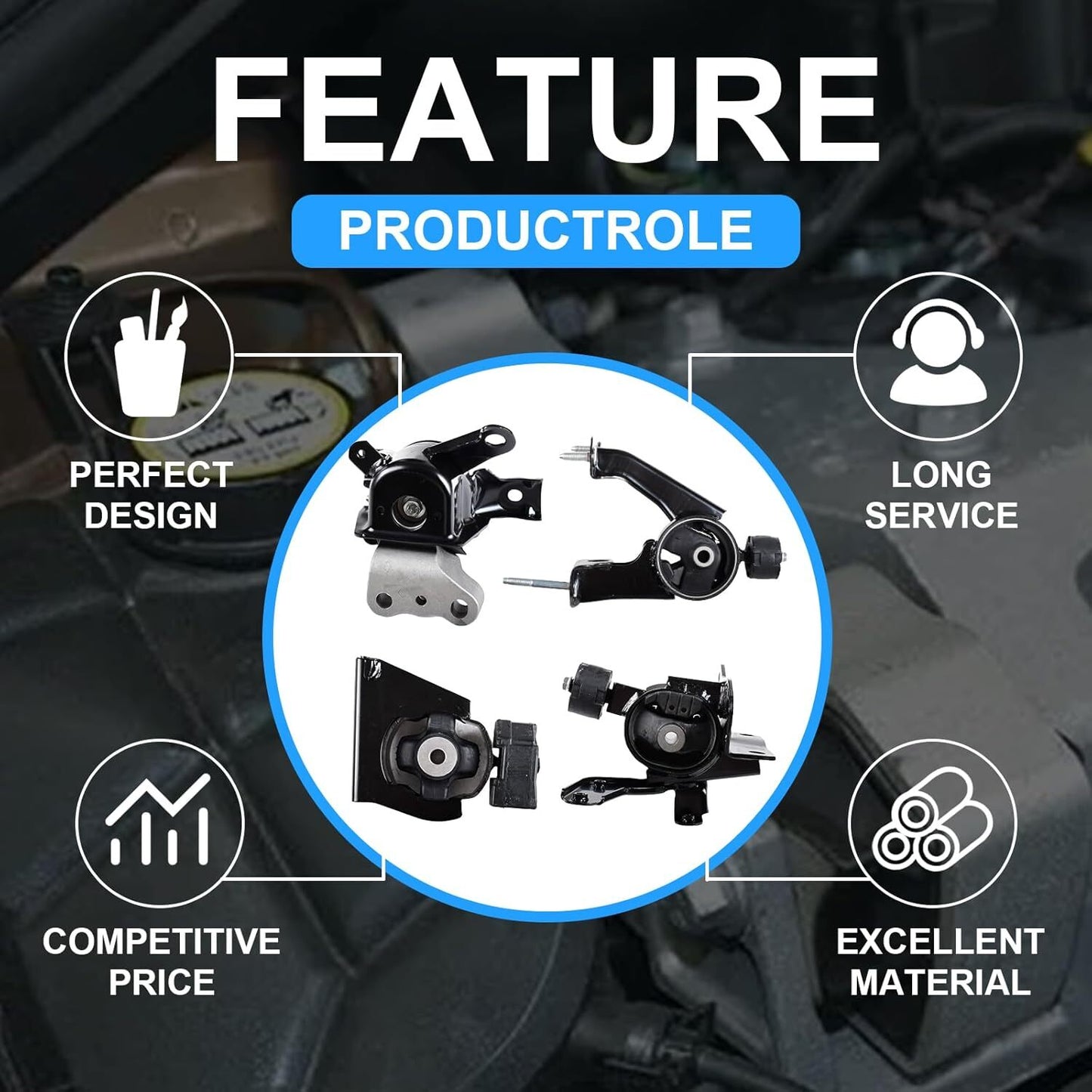 Engine Motor Trans Mount Set For 2009-2010 for Pontiac Vibe 1.8L FWD A62015 A62023