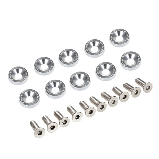 10x Silver JDM Billet Aluminum Fender Bumper Washer Bolt Engine Bay Dress Up Kit