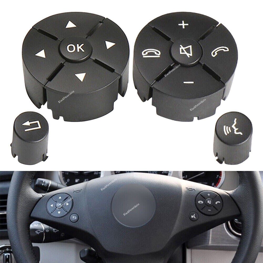4x Fits for Benz W204 X204 W212 C/E/GLK-CLass Steering Wheel Switch Buttons Black