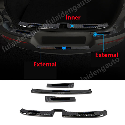 4pcs for Volvo XC40 2019-2022 Black Steel Rear Bumper Sill Plate Protector trim